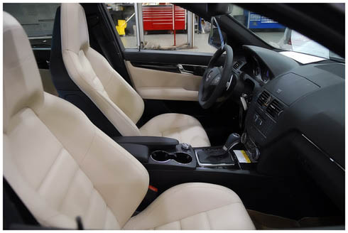 Mercedes Benz 2009 C63 Beige And Grey Leather Interiors And