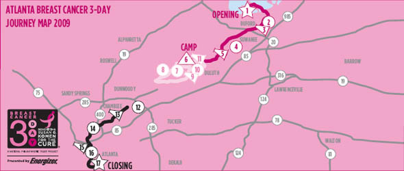 Atlanta 3 Day Breast Cancer Walk Map